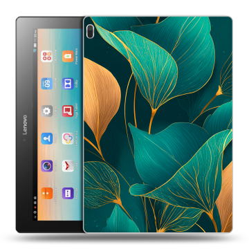 Силиконовый чехол на Lenovo Tab 4 10 с принтом Листья и золото