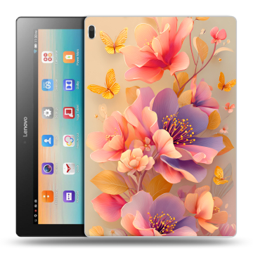 Силиконовый чехол на Lenovo Tab 4 10 с принтом Цветы и бабочки