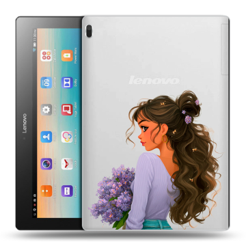 Силиконовый чехол на Lenovo Tab 4 10 с принтом девушка цветы