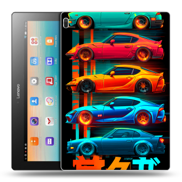 Силиконовый чехол на Lenovo Tab 4 10 с принтом машины тачки