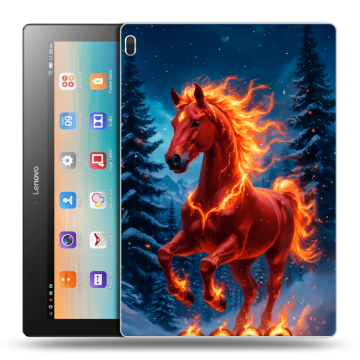 Силиконовый чехол на Lenovo Tab 4 10 с принтом Новый год коня