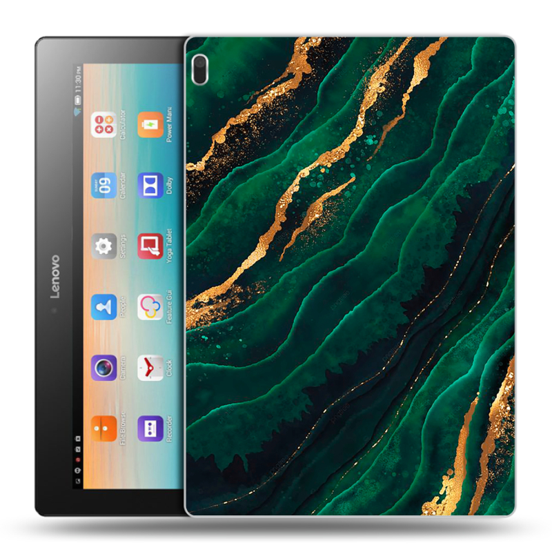 Силиконовый чехол на Lenovo Tab 4 10 с принтом Мрамор зеленое золото Силиконовый чехол на Lenovo Tab 4 10 с принтом Мрамор зеленое золото