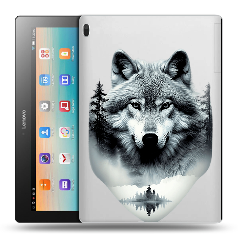 Силиконовый чехол на Lenovo Tab 4 10 с принтом Волк в лесу Силиконовый чехол на Lenovo Tab 4 10 с принтом Волк в лесу