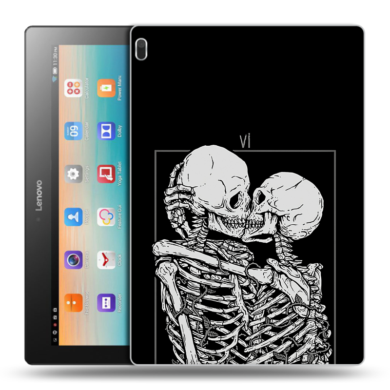 Силиконовый чехол на Lenovo Tab 4 10 с принтом Поцелуй скелетов Силиконовый чехол на Lenovo Tab 4 10 с принтом Поцелуй скелетов