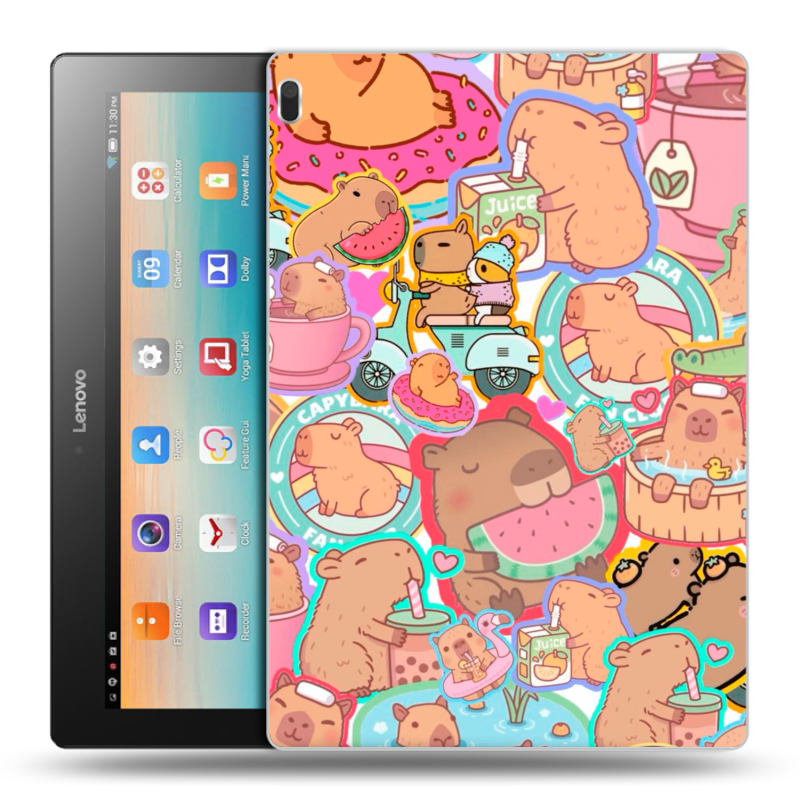 Силиконовый чехол на Lenovo Tab 4 10 с принтом капибары Силиконовый чехол на Lenovo Tab 4 10 с принтом капибары