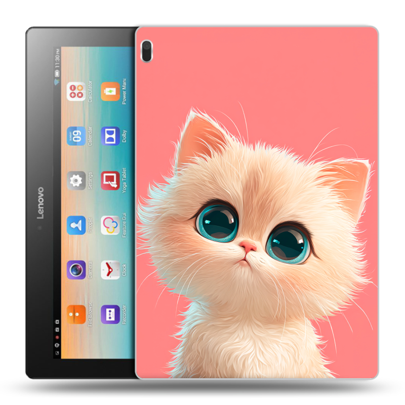 Силиконовый чехол на Lenovo Tab 4 10 с принтом Розовый котенок Силиконовый чехол на Lenovo Tab 4 10 с принтом Розовый котенок