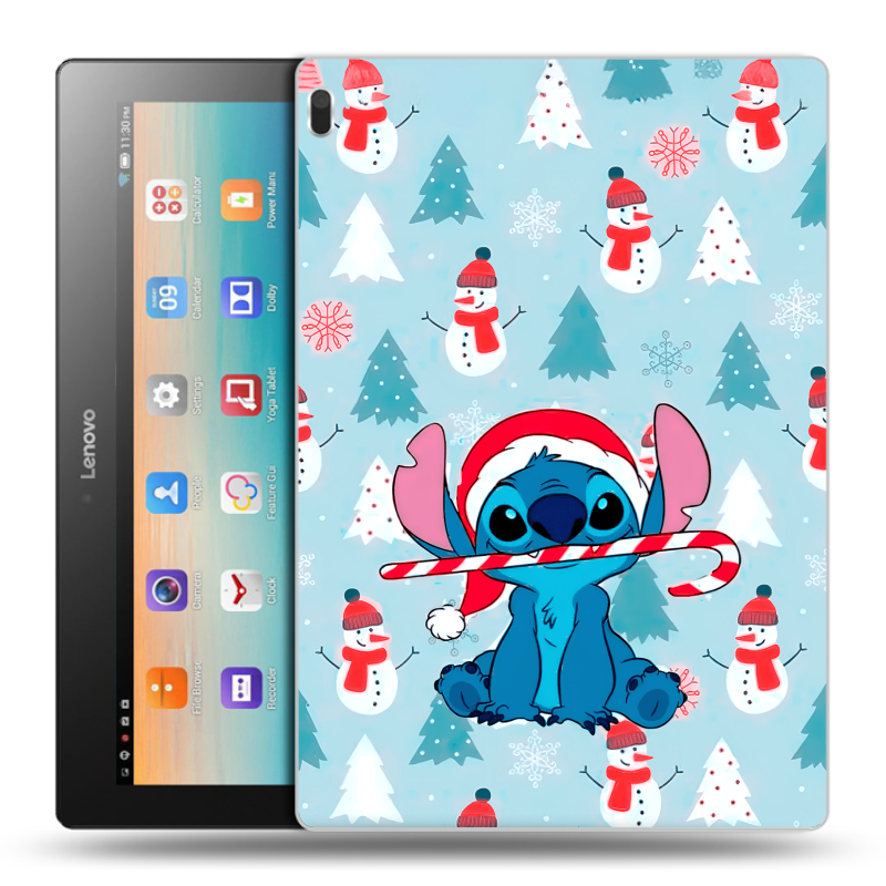 Силиконовый чехол на Lenovo Tab 4 10 с принтом Стич Новый год Силиконовый чехол на Lenovo Tab 4 10 с принтом Стич Новый год