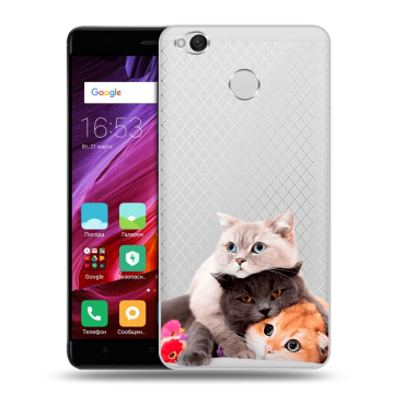 Силиконовый противоударный чехол на Xiaomi RedMi 4X с принтом Кошки Силиконовый противоударный чехол на Xiaomi RedMi 4X с принтом Кошки