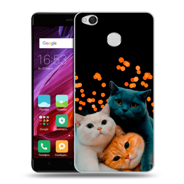 Силиконовый противоударный чехол на Xiaomi RedMi 4X с принтом Кошки Силиконовый противоударный чехол на Xiaomi RedMi 4X с принтом Кошки