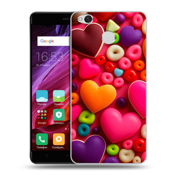 Силиконовый противоударный чехол на Xiaomi RedMi 4X с принтом Сердечки Силиконовый противоударный чехол на Xiaomi RedMi 4X с принтом Сердечки