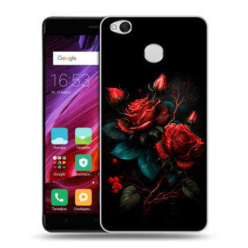 Силиконовый противоударный чехол на Xiaomi RedMi 4X с принтом Розы красные