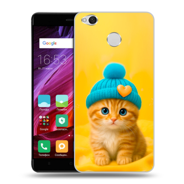 Силиконовый противоударный чехол на Xiaomi RedMi 4X с принтом Котенок в шапке