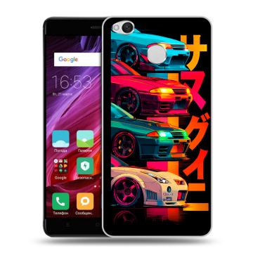 Силиконовый противоударный чехол на Xiaomi RedMi 4X с принтом Гоночные машины