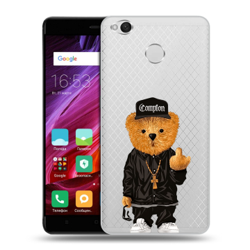 Силиконовый противоударный чехол на Xiaomi RedMi 4X с принтом Мишка Силиконовый противоударный чехол на Xiaomi RedMi 4X с принтом Мишка