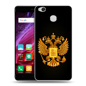 Силиконовый противоударный чехол на Xiaomi RedMi 4X с принтом Герб России желтый