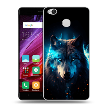 Силиконовый противоударный чехол на Xiaomi RedMi 4X с принтом Волк ночной