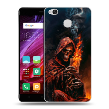 Силиконовый противоударный чехол на Xiaomi RedMi 4X с принтом Скелет и карты Силиконовый противоударный чехол на Xiaomi RedMi 4X с принтом Скелет и карты
