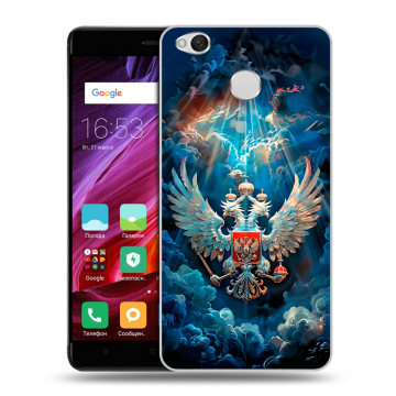 Силиконовый противоударный чехол на Xiaomi RedMi 4X с принтом Герб флаг России Силиконовый противоударный чехол на Xiaomi RedMi 4X с принтом Герб флаг России