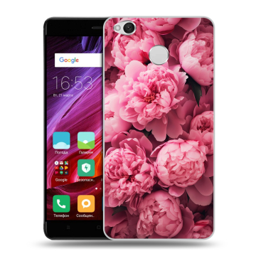 Силиконовый противоударный чехол на Xiaomi RedMi 4X с принтом цветы пионы Силиконовый противоударный чехол на Xiaomi RedMi 4X с принтом цветы пионы