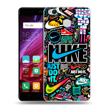 Силиконовый противоударный чехол на Xiaomi RedMi 4X с принтом найк nike черный Силиконовый противоударный чехол на Xiaomi RedMi 4X с принтом найк nike черный