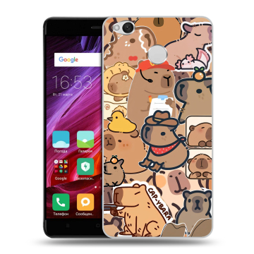 Силиконовый противоударный чехол на Xiaomi RedMi 4X с принтом капибара