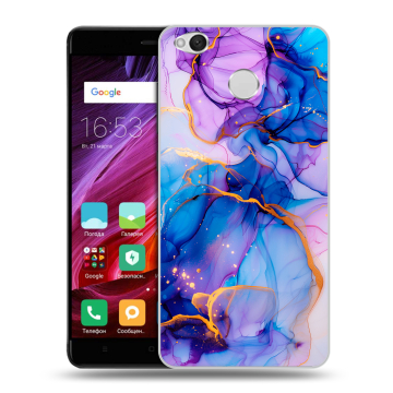 Силиконовый противоударный чехол на Xiaomi RedMi 4X с принтом синий мрамор Силиконовый противоударный чехол на Xiaomi RedMi 4X с принтом синий мрамор