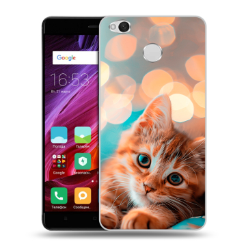 Силиконовый противоударный чехол на Xiaomi RedMi 4X с принтом котик Силиконовый противоударный чехол на Xiaomi RedMi 4X с принтом котик