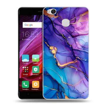 Силиконовый противоударный чехол на Xiaomi RedMi 4X с принтом синий мрамор Силиконовый противоударный чехол на Xiaomi RedMi 4X с принтом синий мрамор
