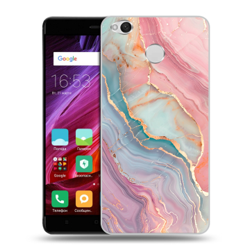Силиконовый противоударный чехол на Xiaomi RedMi 4X с принтом розовый мрамор Силиконовый противоударный чехол на Xiaomi RedMi 4X с принтом розовый мрамор