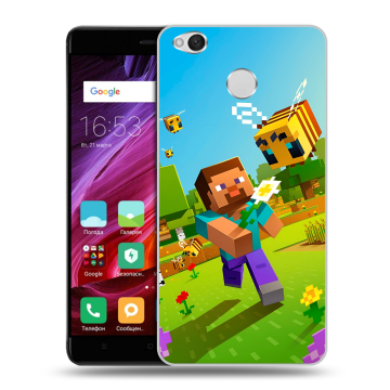 Силиконовый противоударный чехол на Xiaomi RedMi 4X с принтом Майнкрафт Minecraft