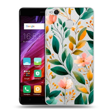 Силиконовый противоударный чехол на Xiaomi RedMi 4X с принтом Цветы паттерн