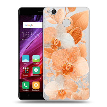 Силиконовый противоударный чехол на Xiaomi RedMi 4X с принтом Бежевые цветы