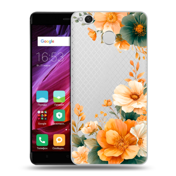 Силиконовый противоударный чехол на Xiaomi RedMi 4X с принтом Цветы принт