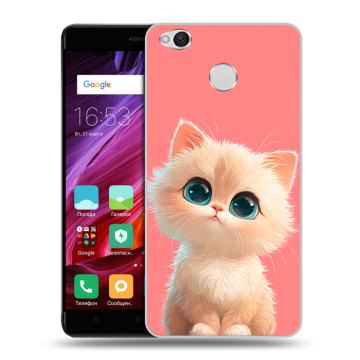 Силиконовый противоударный чехол на Xiaomi RedMi 4X с принтом Розовый котенок