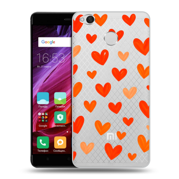 Силиконовый противоударный чехол на Xiaomi RedMi 4X с принтом Сердечки