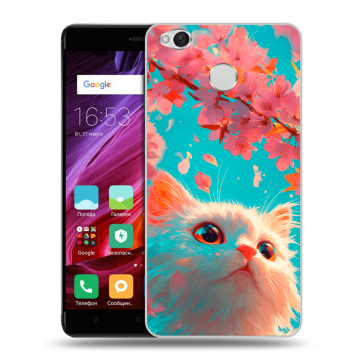 Силиконовый противоударный чехол на Xiaomi RedMi 4X с принтом Красивый кот