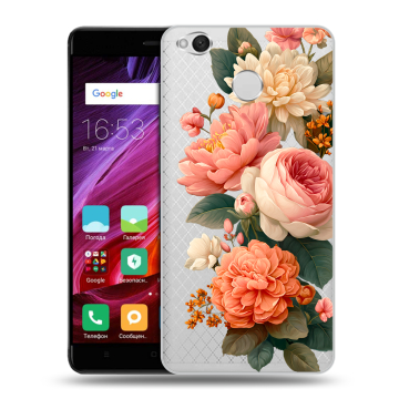 Силиконовый противоударный чехол на Xiaomi RedMi 4X с принтом цветы