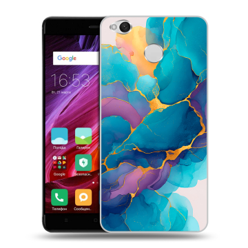 Силиконовый противоударный чехол на Xiaomi RedMi 4X с принтом Мрамор блестки