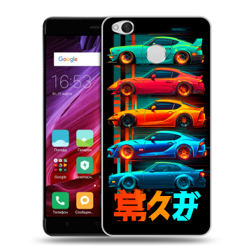 Силиконовый противоударный чехол на Xiaomi RedMi 4X с принтом машины тачки