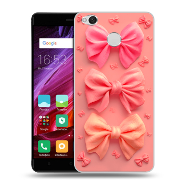 Силиконовый противоударный чехол на Xiaomi RedMi 4X с принтом Розовые бантики Силиконовый противоударный чехол на Xiaomi RedMi 4X с принтом Розовые бантики