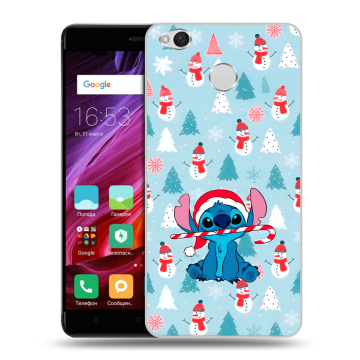 Силиконовый противоударный чехол на Xiaomi RedMi 4X с принтом Стич Новый год