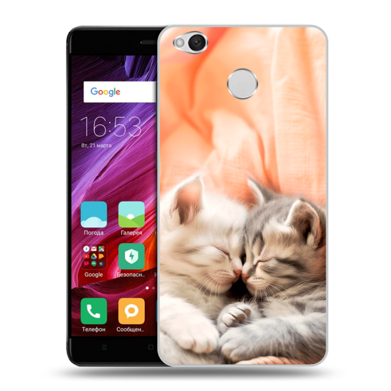 Силиконовый противоударный чехол на Xiaomi RedMi 4X с принтом Котята Силиконовый противоударный чехол на Xiaomi RedMi 4X с принтом Котята