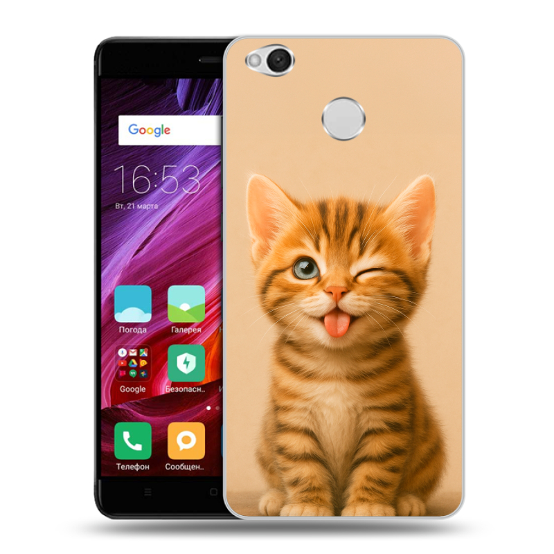 Силиконовый противоударный чехол на Xiaomi RedMi 4X с принтом котенок Силиконовый противоударный чехол на Xiaomi RedMi 4X с принтом котенок
