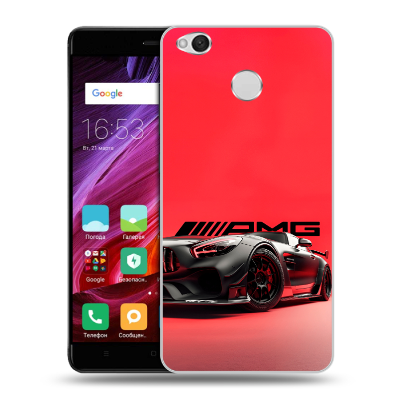 Силиконовый противоударный чехол на Xiaomi RedMi 4X с принтом Мерседес Mercedes AMG Силиконовый противоударный чехол на Xiaomi RedMi 4X с принтом Мерседес Mercedes AMG