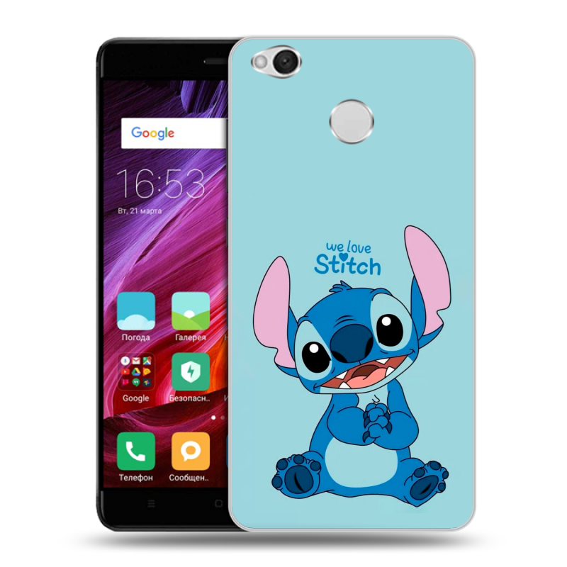 Силиконовый противоударный чехол на Xiaomi RedMi 4X с принтом Лило и Стич Силиконовый противоударный чехол на Xiaomi RedMi 4X с принтом Лило и Стич