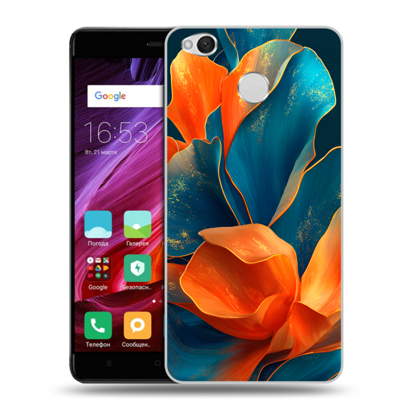 Силиконовый противоударный чехол на Xiaomi RedMi 4X с принтом Цветы Силиконовый противоударный чехол на Xiaomi RedMi 4X с принтом Цветы