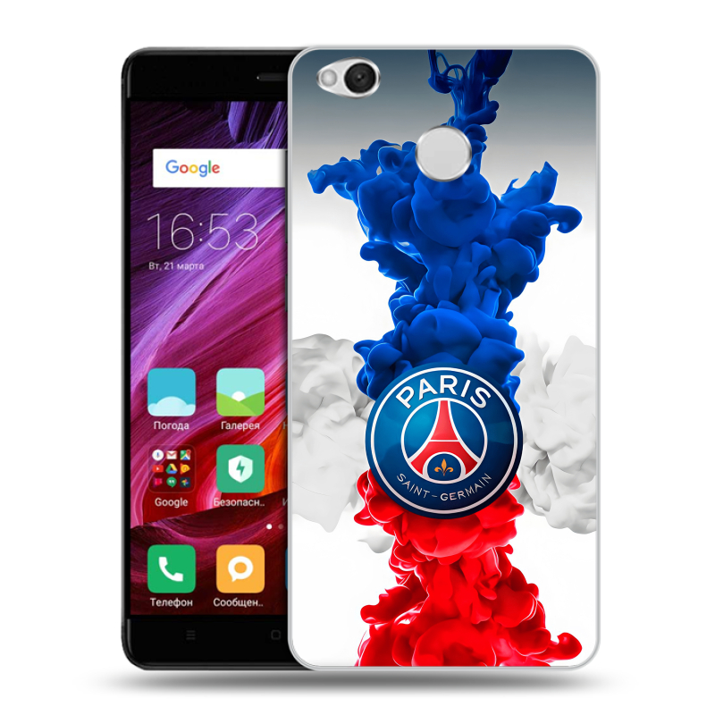 Силиконовый противоударный чехол на Xiaomi RedMi 4X с принтом PSG ПСЖ Силиконовый противоударный чехол на Xiaomi RedMi 4X с принтом PSG ПСЖ