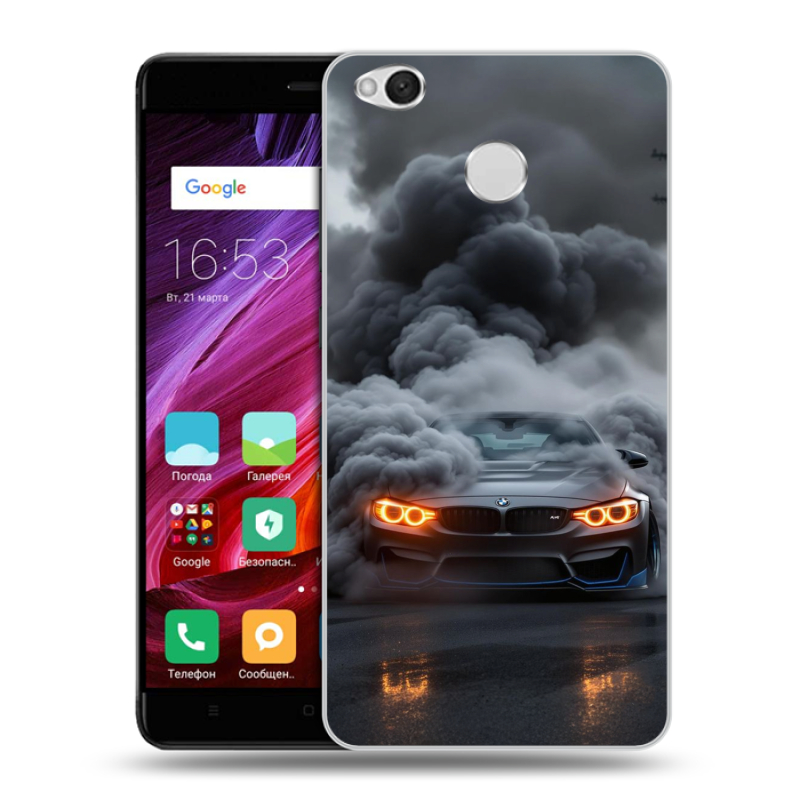 Силиконовый противоударный чехол на Xiaomi RedMi 4X с принтом BMW БМВ Силиконовый противоударный чехол на Xiaomi RedMi 4X с принтом BMW БМВ