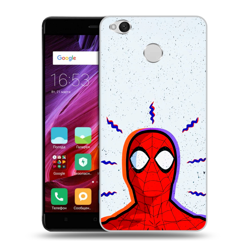 Силиконовый противоударный чехол на Xiaomi RedMi 4X с принтом Spiderman Человек паук Силиконовый противоударный чехол на Xiaomi RedMi 4X с принтом Spiderman Человек паук