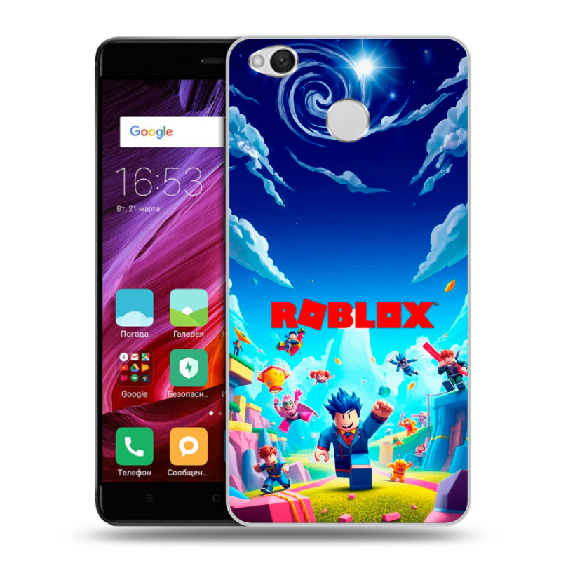 Силиконовый противоударный чехол на Xiaomi RedMi 4X с принтом Roblox Роблокс Силиконовый противоударный чехол на Xiaomi RedMi 4X с принтом Roblox Роблокс
